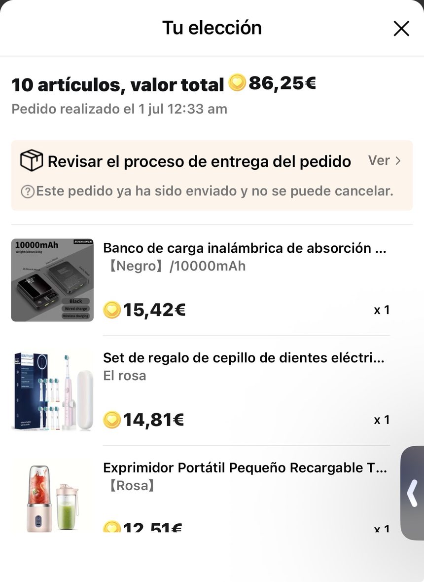 Заказ 1 июля: 10 товаров на 86,25€
